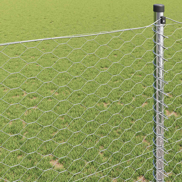 vidaXL Hexagon Fence Silver 1.4 x 50 m Galvanised steel