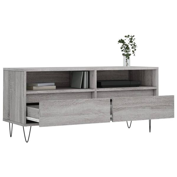 vidaXL TV Cabinet Grey Sonoma 100x34.5x44.5 cm Engineered Wood