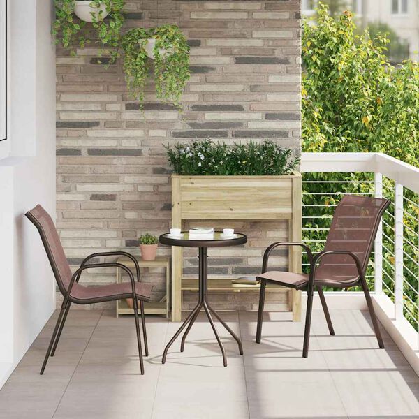 vidaXL Garden Bistro Set 3 pcs Brown Steel