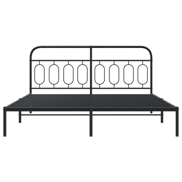 vidaXL Metal Bed Frame without Mattress with Headboard Black 193x203cm