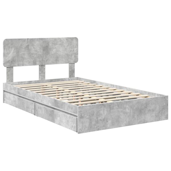 vidaXL Storage Bed Concrete Grey 150 x 200 cm Engineered Wood