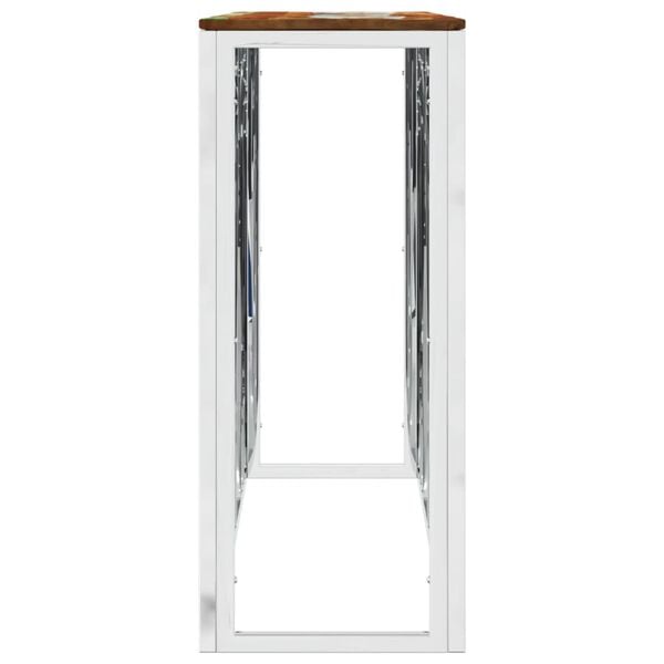 vidaXL Console Table Silver Stainless Steel and Solid Wood Reclaimed