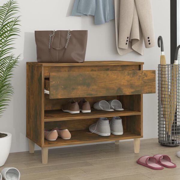 vidaXL Shoe Cabinet Smoked Oak 70x36x60 cm Engineered Wood