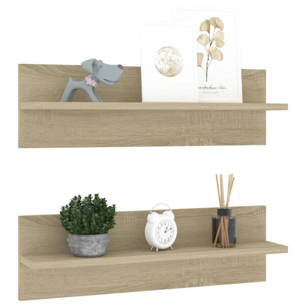 vidaXL Wall Shelf 2 pcs Sonoma Oak 60x11.5x18 cm Engineered Wood