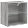 vidaXL Bedside Cabinet with LED Lights Wall-mounted Grey Sonoma