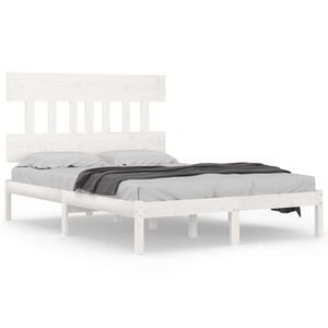 vidaXL Bed Frame without Mattress White 140x190 cm Solid Wood