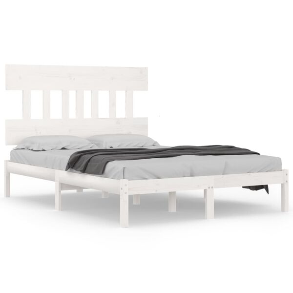 vidaXL Bed Frame without Mattress White 140x190 cm Solid Wood