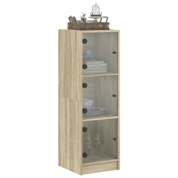 vidaXL Highboard with Glass Doors Sonoma Oak 35x37x109 cm