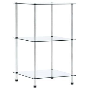 vidaXL Shelf | Clear | Tempered glass, Stainless steel | Small | Display Shelf