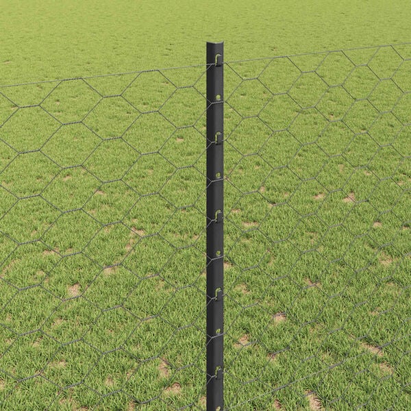 vidaXL Fence with Post Grey 1.4 x 25 m Steel