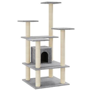 vidaXL Cat Tree with Sisal Scratching Posts Light Grey 110 cm