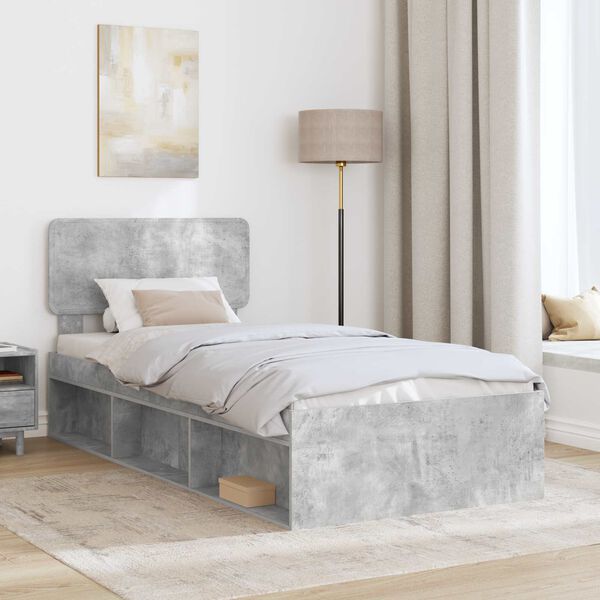 vidaXL Bed Frame Concerte Grey 75 x 190 cm Solid Pine Wood