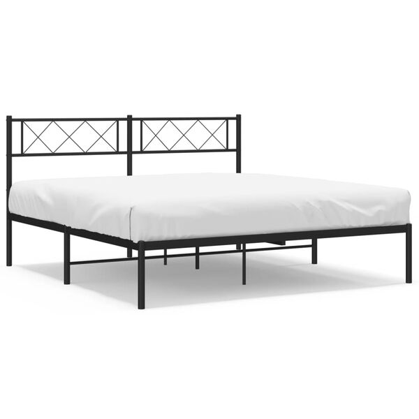 vidaXL Metal Bed Frame without Mattress with Headboard Black 120x190cm
