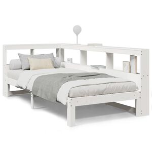 vidaXL Bookcase Bed without Mattress White 75x190 cm Small Single Solid Wood Pine