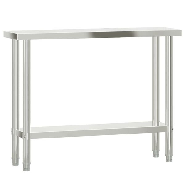 vidaXL Kitchen Work Table with Overshelf 110x30x120 cm Stainless Steel