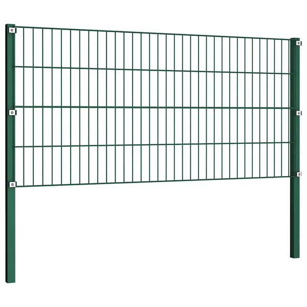 vidaXL Fence Panel with Posts Iron 1557.5x80 cm Green
