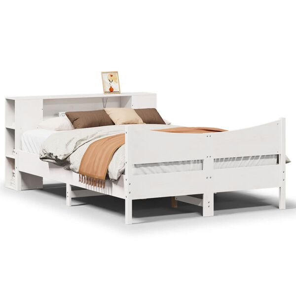 vidaXL Bed Frame without Mattress White 140x190 cm Solid Wood Pine