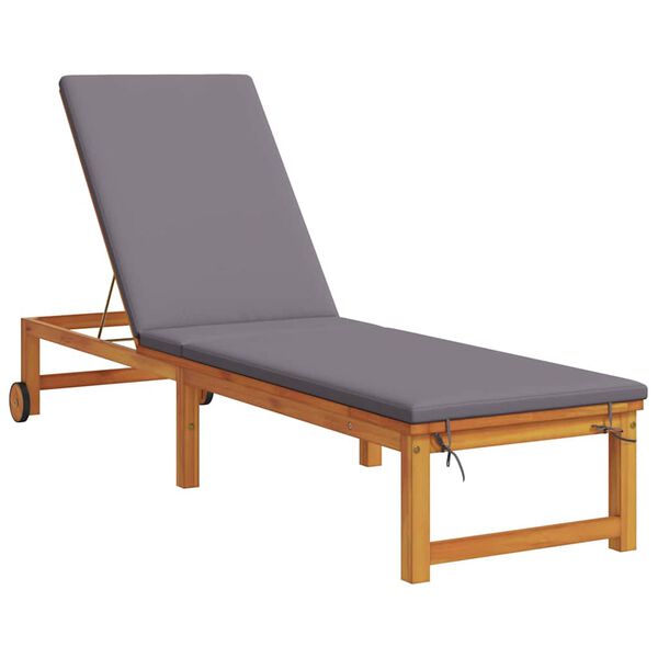 vidaXL Sun Lounger Reclining Brown 53 x 202 x 89cm Solid Acacia wood