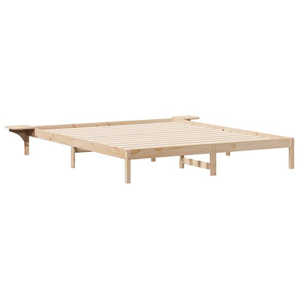 vidaXL Bed Frame with Side Tables Natural 200 x 210 cm Solid Pine Wood