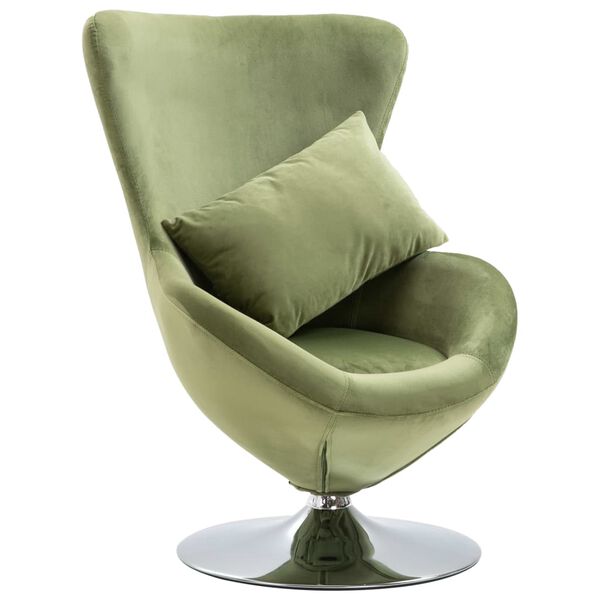 vidaXL Swivel Egg Chair with Cushion Light Green Velvet