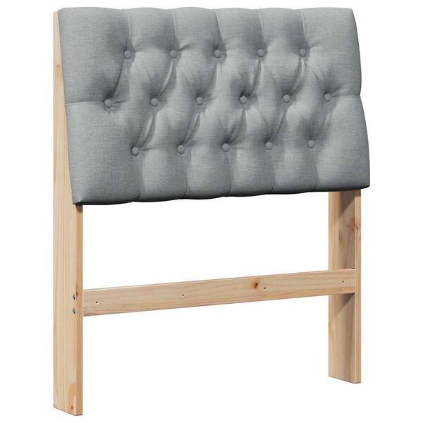 vidaXL Upholstered Headboard Light Grey 75 cm Solid Pine Wood