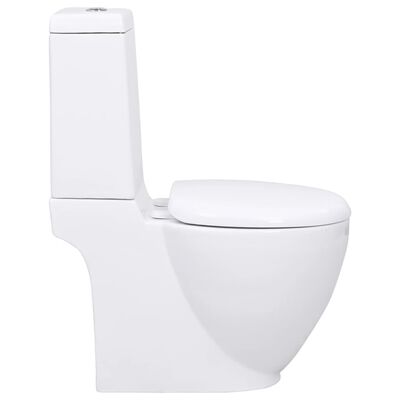 vidaXL WC Ceramic Toilet Bathroom Round Toilet Bottom Water Flow White