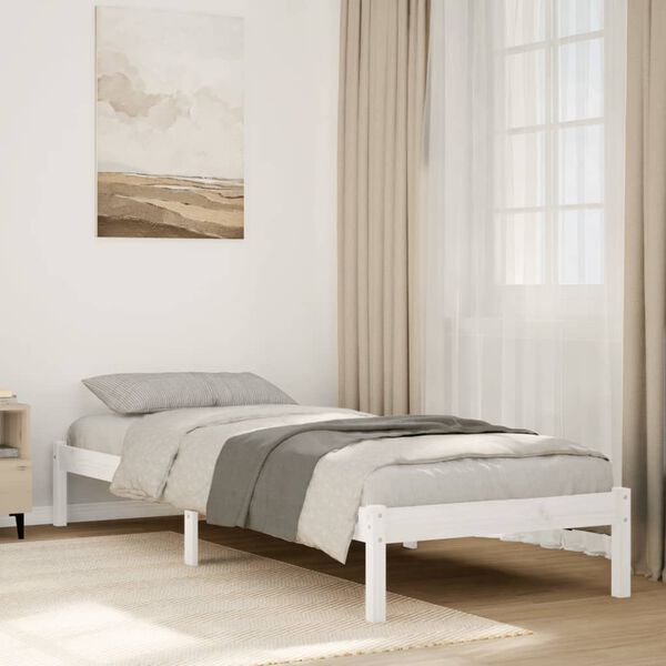 vidaXL Extra Long Bed Frame without Mattress White 100x210 cm Solid Wood Pine
