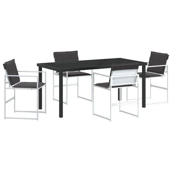 vidaXL Garden Dining Set 5 pcs White Powder-Coated Steel