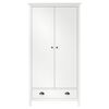 vidaXL 2-Door Wardrobe Hill White 89x50x170 cm Solid Pine Wood