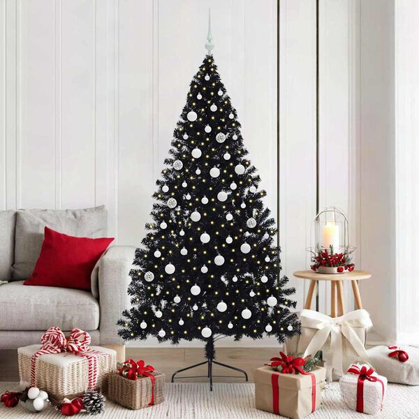 vidaXL Artificial Pre-lit Christmas Tree Black 180 cm PVC