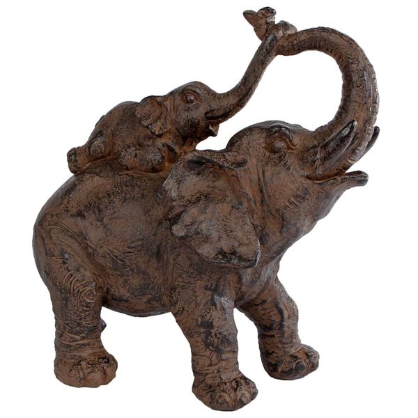 Gifts Amsterdam Sculpture Elephants Polystone Brown 28x13x28 cm