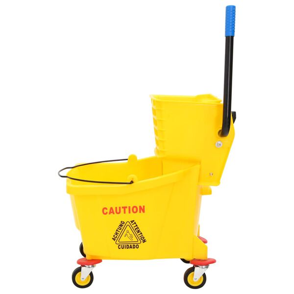 vidaXL Mop Bucket with Wringer and Wheels Yellow 36 L Polypropylene