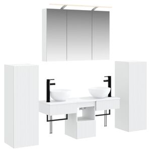 vidaXL Bathroom Furniture Set 6 pcs White Engineered Wood and Glass