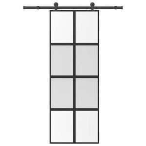 vidaXL Sliding Door with Hardware Set 76x205 cm Tempered Glass&Aluminium