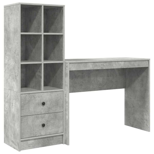 vidaXL Desk with Drawer 2 pcs Concrete Grey