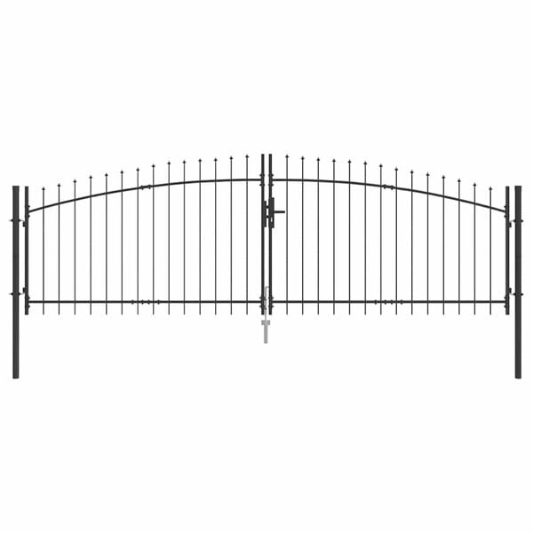 vidaXL Garden Gate with Lock Grey 100 x 400 cm Steel