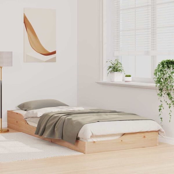 vidaXL Bed Frame Brown 90 x 220 cm Solid Pine Wood