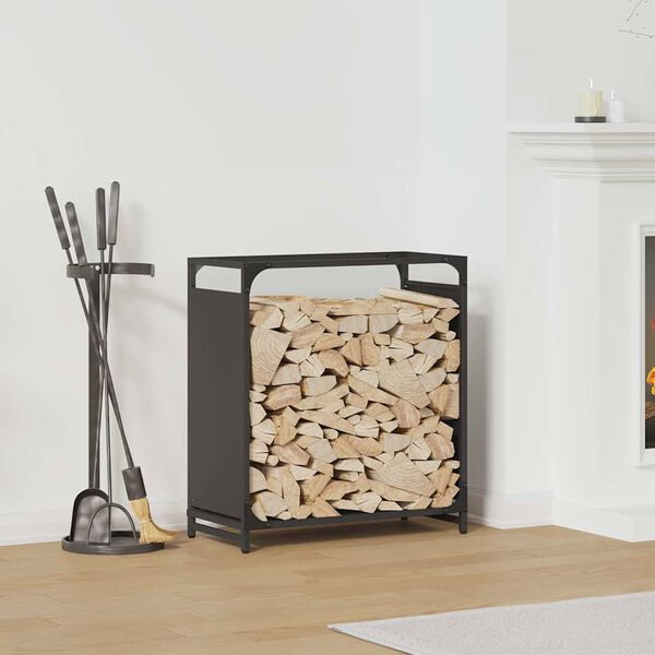 vidaXL Firewood Rack Black 60x28x65 cm Cold-rolled steel