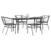 vidaXL 5 Piece Garden Dining Set Black Poly Rattan Glass