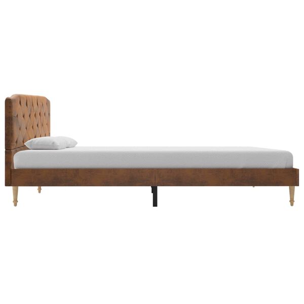 vidaXL Bed Frame without Mattress Brown Faux Suede Leather 135x190 cm Double
