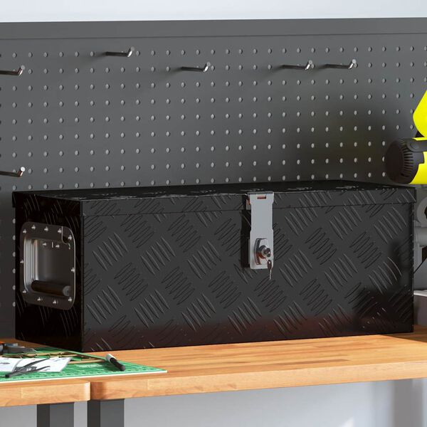 vidaXL Storage Box Black 60x23.5x23 cm Aluminium