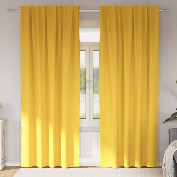 vidaXL Blackout Curtains with Rings 2 pcs Mustard Yellow 245 x 140 cm
