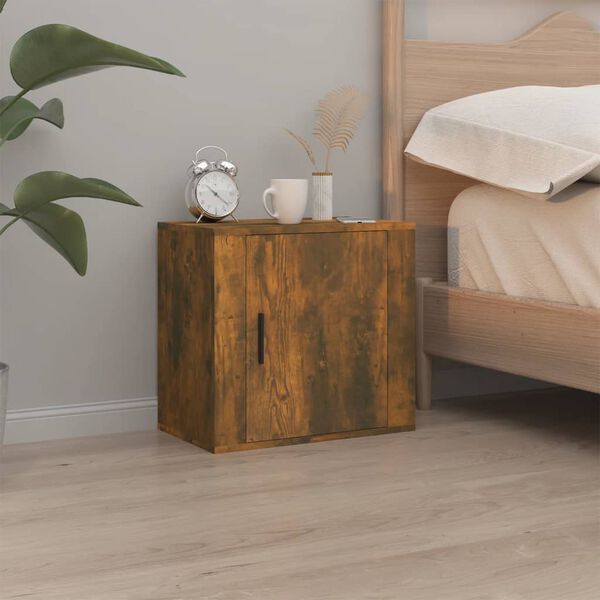 vidaXL Wall-mounted Bedside Cabinet Smoked Oak 50x30x47 cm