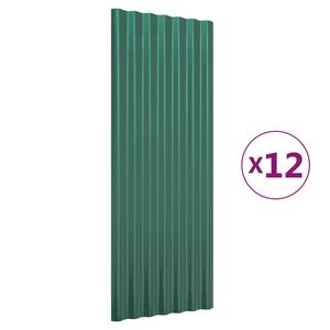 vidaXL Roof Panels 12 pcs Galvanised Steel Green 100x36 cm