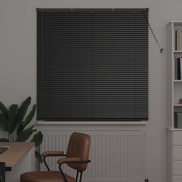 vidaXL Venetian Blinds Height Adjustable Black 175 x 125 cm Aluminium