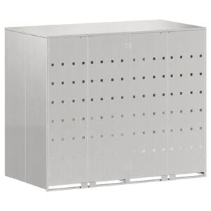 vidaXL Wheelie Bin Storage for 2 Bins Stainless Steel Silver