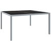 vidaXL Garden Table | Grey | Powder-coated steel, tempered glass