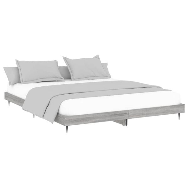vidaXL Bed Frame without Mattress Grey Sonoma 200x200 cm Engineered Wood