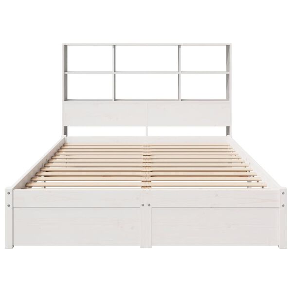 vidaXL Bookcase Bed without Mattress White 140x200cm Solid Wood Pine