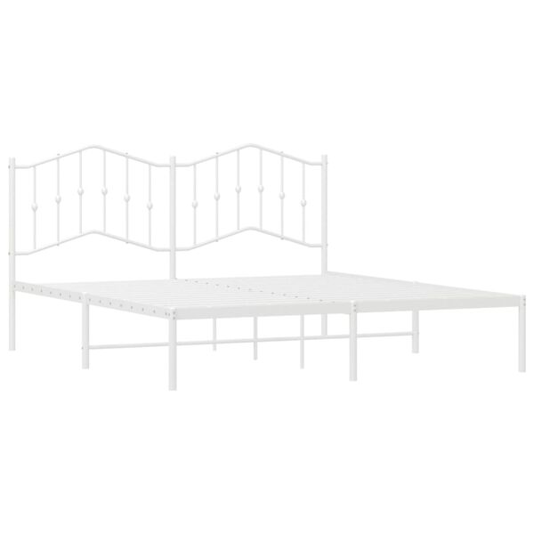 vidaXL Metal Bed Frame without Mattress with Headboard White 160x200cm
